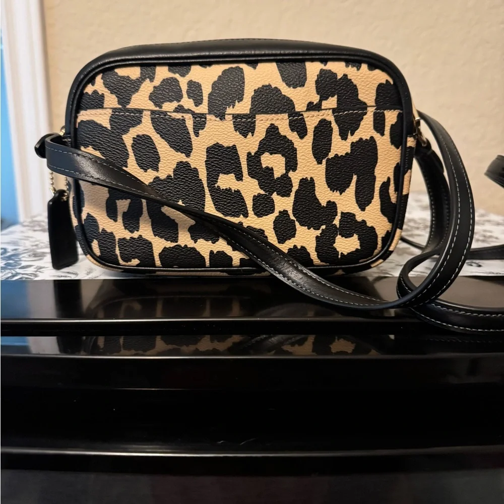 Coach Black and Tan Crossbody Bag with Leopard Print - Picture 2 of 2